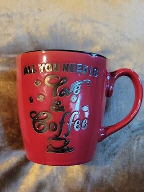 Red Ceramic 'All You Need Is Love & Coffee' Mug
